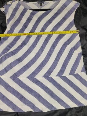 Talbots Blue and White Striped Cap-Sleeve Top